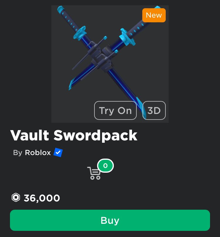 RBXEventHunters's tweet image. You can now purchase the Vault Swordpack for the cheap price of 36,000 robux! 
roblox.com/catalog/167441…