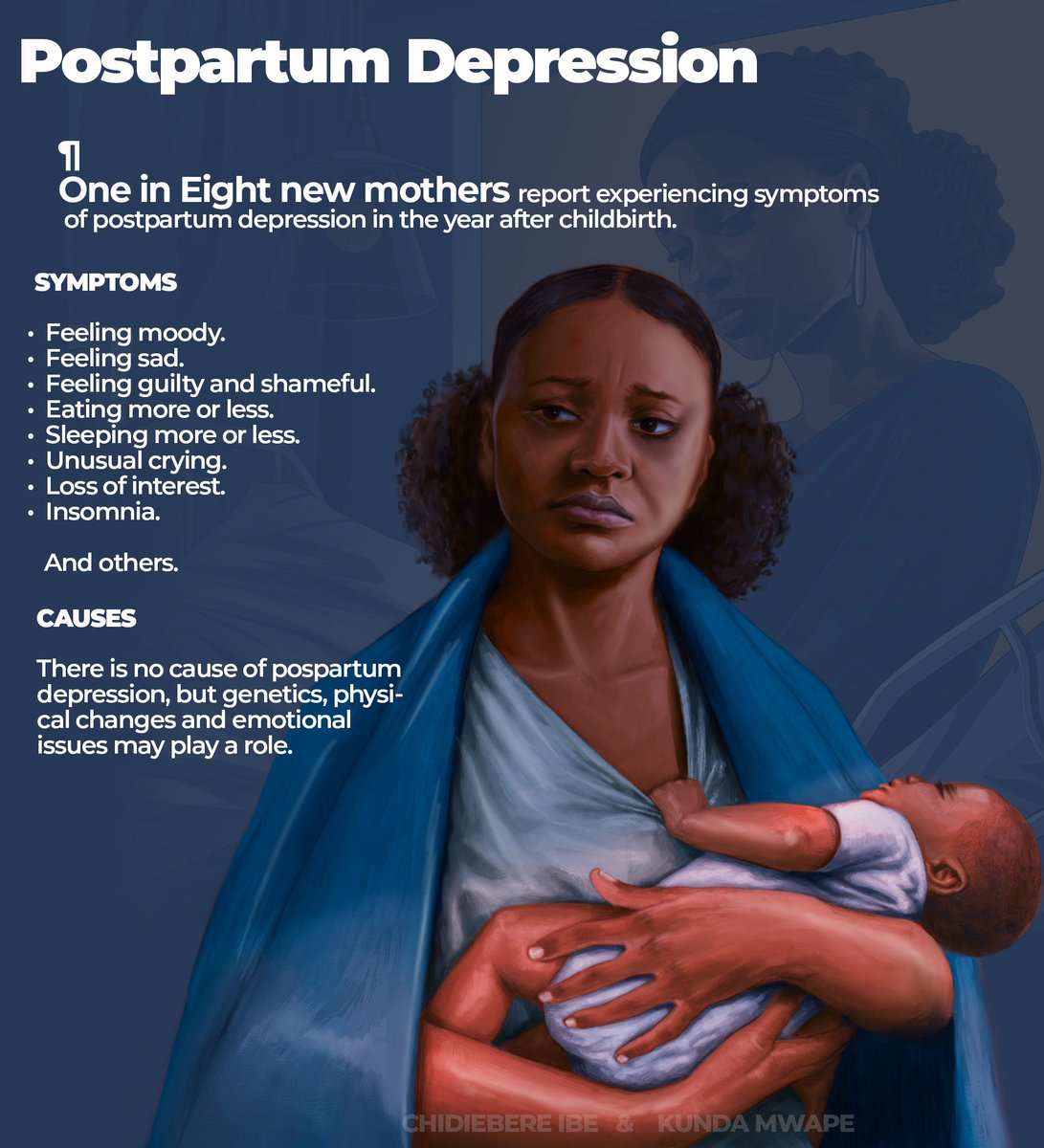 According to the Centers for Disease Control and Prevention (CDC), 1 in 8  mothers will likely experience postpartum depression. Research indicates  that Black mothers and parents are more likely to experience postpartum, image size:1091x1200