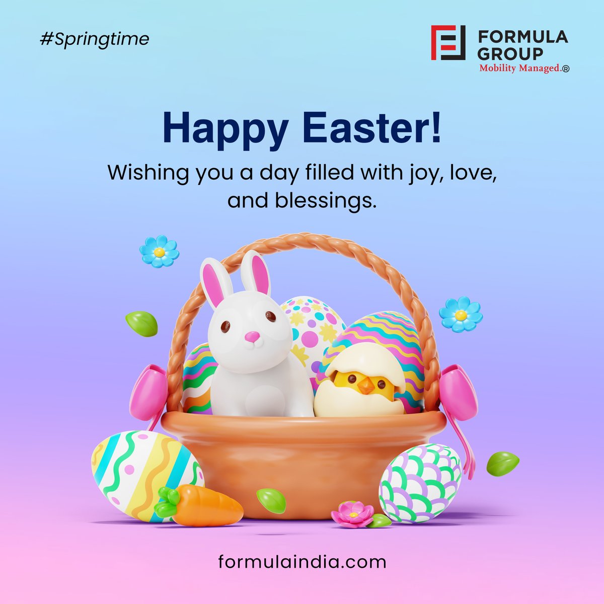 🐰🌸🐣 Celebrating the Joy of Easter! 🌼🥚🎉

#HappyEaster #Easter2024 #JoyfulCelebration #RenewedHope #BlessingsAndLove #FormulaGroup #India #IndianFestival