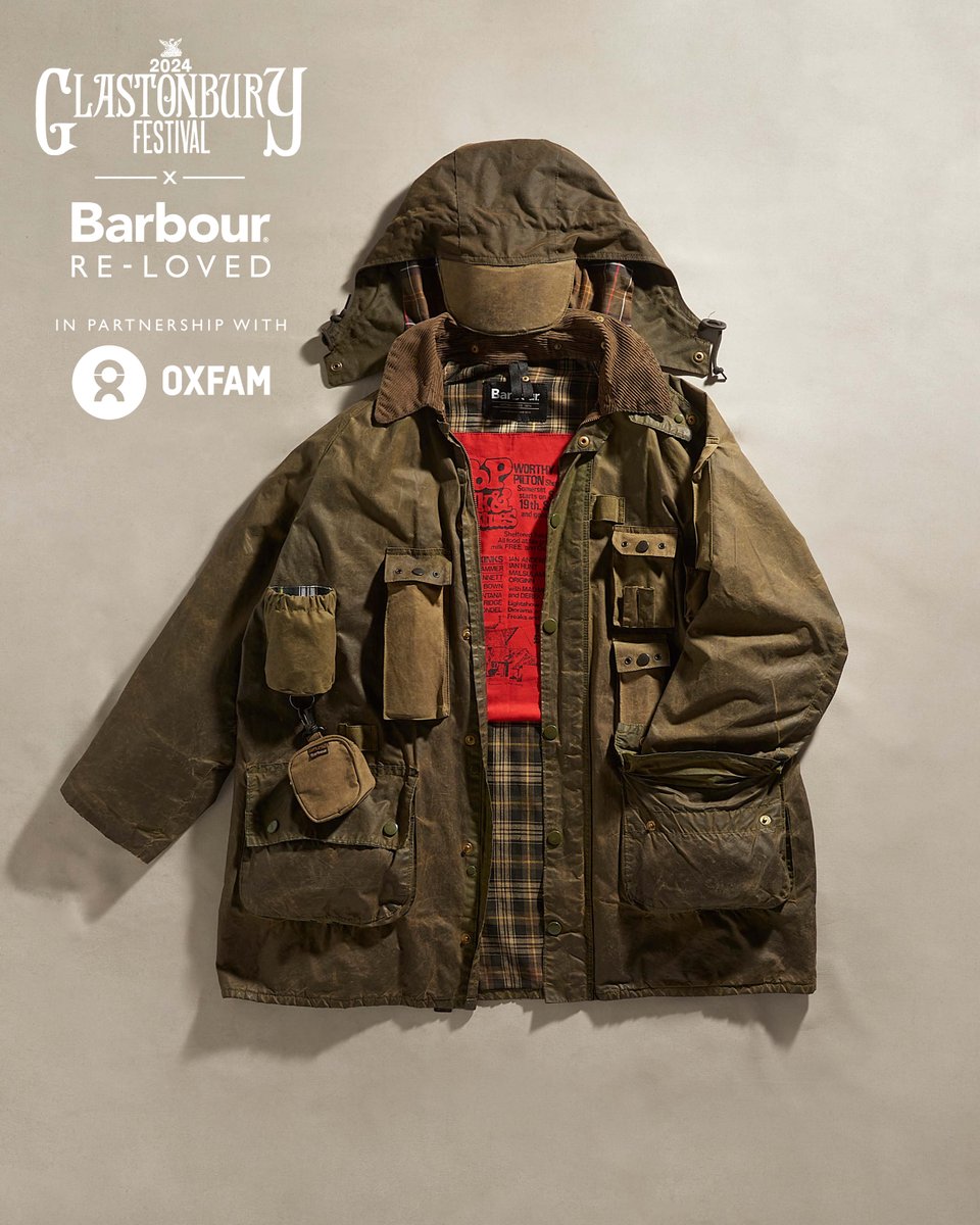 Did you know we're working with @oxfamgb at @glastonbury this year? To celebrate our partnership, we're giving you the chance to win this one-of-a-kind Barbour Re-Loved jacket, plus two must-have tickets to Glastonbury 2024. Enter now at: brnw.ch/21wInoM. T&Cs apply.