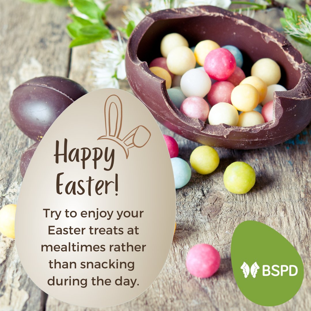 Happy Easter!

Try to enjoy your Easter treats at mealtimes rather than snacking during the day.

#HappyEaster #EasterEggs #childoralhealth