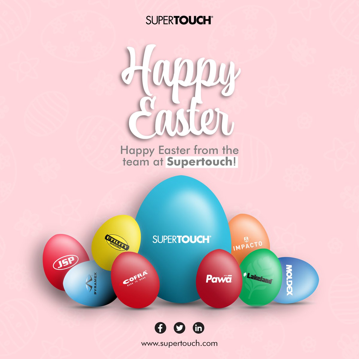 Supertouch_PPE's tweet photo. 𝗛𝗮𝗽𝗽𝘆 𝗘𝗮𝘀𝘁𝗲𝗿 𝗳𝗿𝗼𝗺 𝘁𝗵𝗲 𝘁𝗲𝗮𝗺 𝗮𝘁 𝗦𝘂𝗽𝗲𝗿𝘁𝗼𝘂𝗰𝗵!

#HappyEaster #Supertouch #SafetyFirst #PPE https://t.co/Tky9gnWNa9