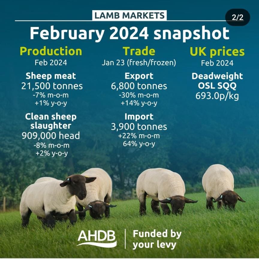 UK 🇬🇧 / February 2024:

▪️Beef imports - up 34% (year on year) 
▪️Lamb imports - up 64% (year on year) 

Imported food is flooding the UK market and putting UK farmers at a competitive disadvantage. 

#BuyBritish