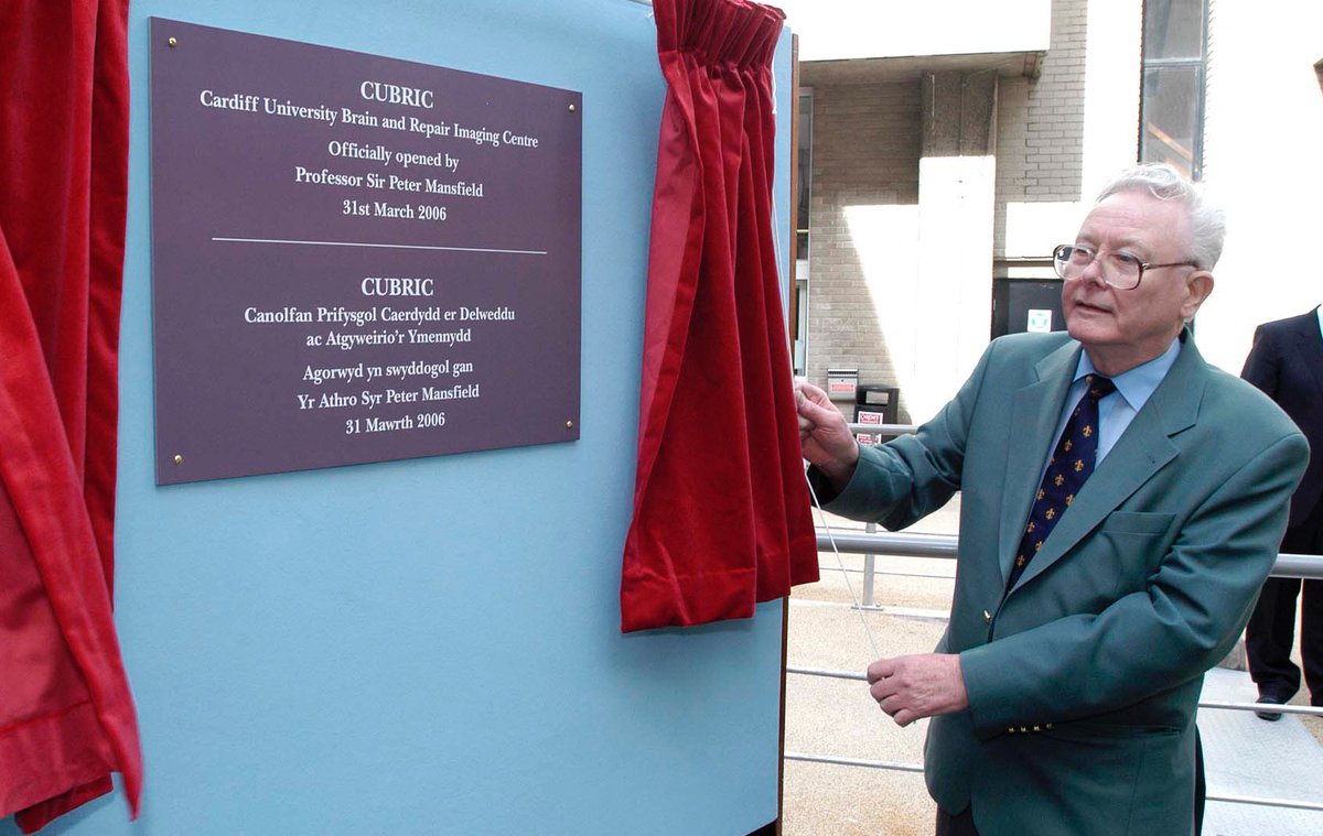 Annual Anniversary of @CUBRICcardiff being opened by Sir Peter Mansfield on 31st March 2006. We've reached adulthood today! 🥳