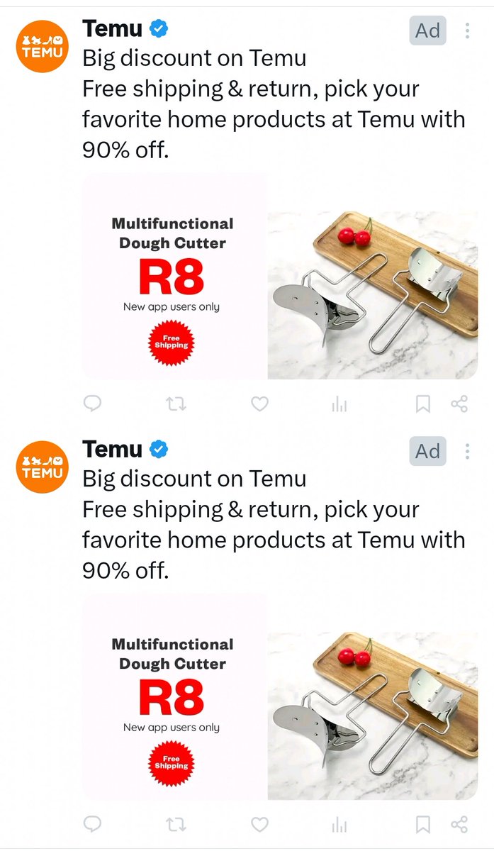 When these ads arrive 4 deep on your timeline, there must be a bug in X algorithm. @elonmusk