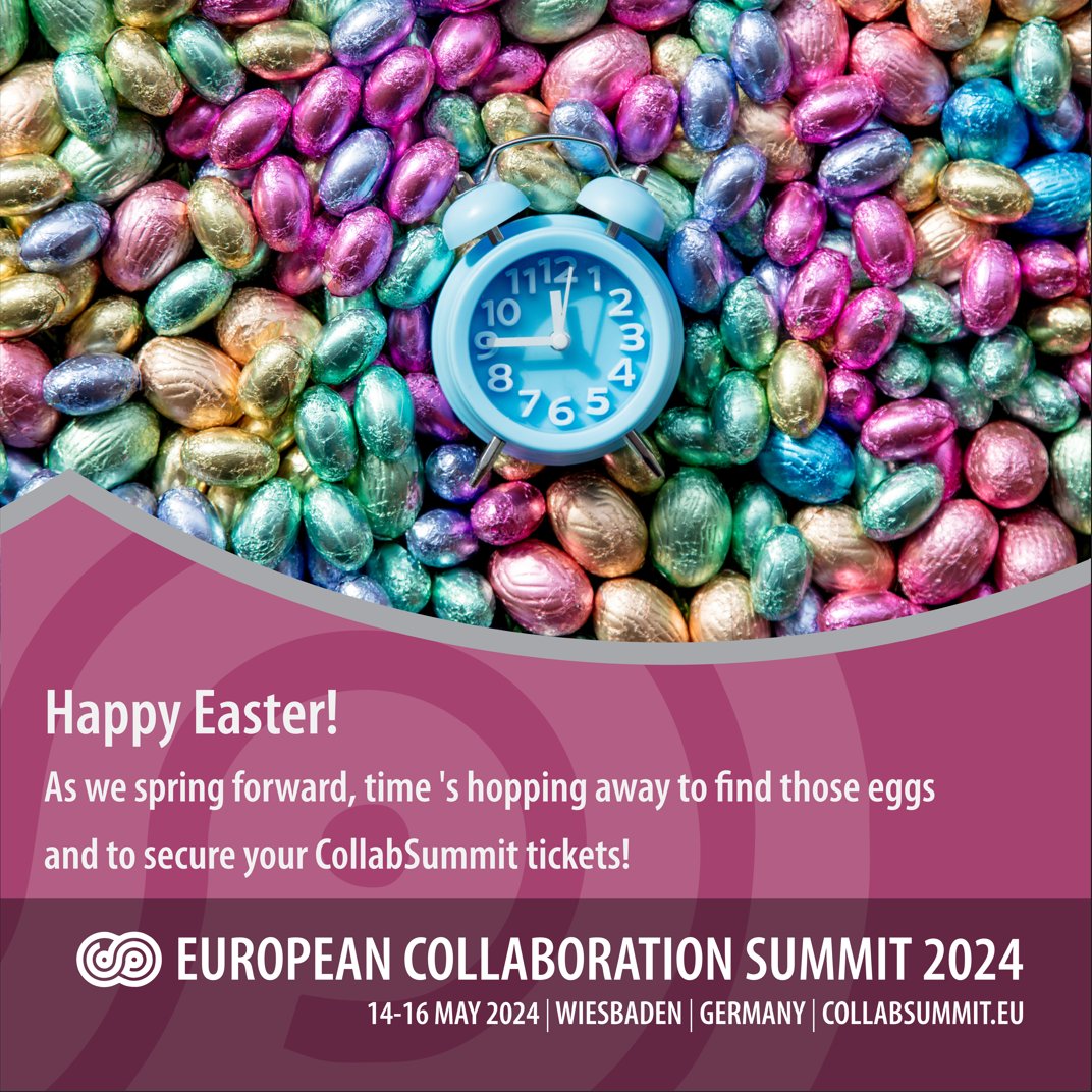 🌷🕒 Happy Easter & Time's Ticking for CollabSummit! 🐣🎟️ Grab yours now and hop into a season of growth and opportunities! 🌼🎫 Secure your ticket: csmmt.eu/easter #CollabSummit2024 #HappyEaster #SpringForward #Innovation #Networking #Growth #EasterEggHunt