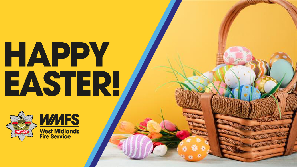 A very Happy Easter from all of us at West Midlands Fire Service 🐣 

Did you remember that the clocks went forward an hour overnight? 🕰️ 

However you're spending #EasterSunday, enjoy!