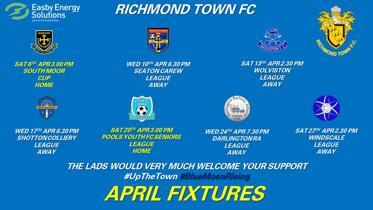 April is a busy month - get along and support the lads! UTT!