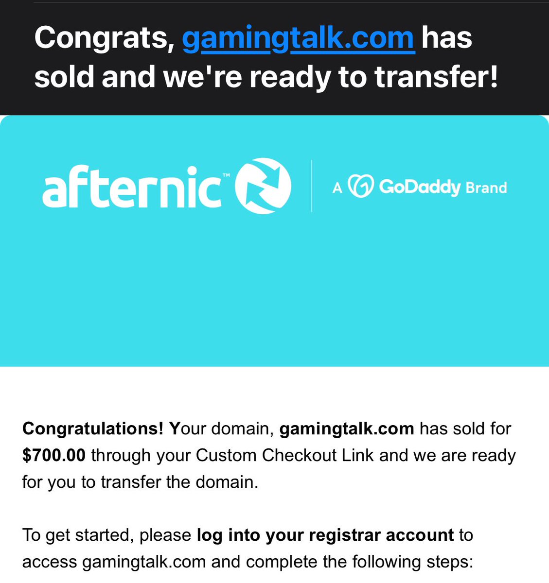 Sold gamingtalk.com for $700 USD thanks @afternic. Hold time within 60 days. #DomainNameForSale #domainname #Domains #domain Visit my profile to see my full portfolio.