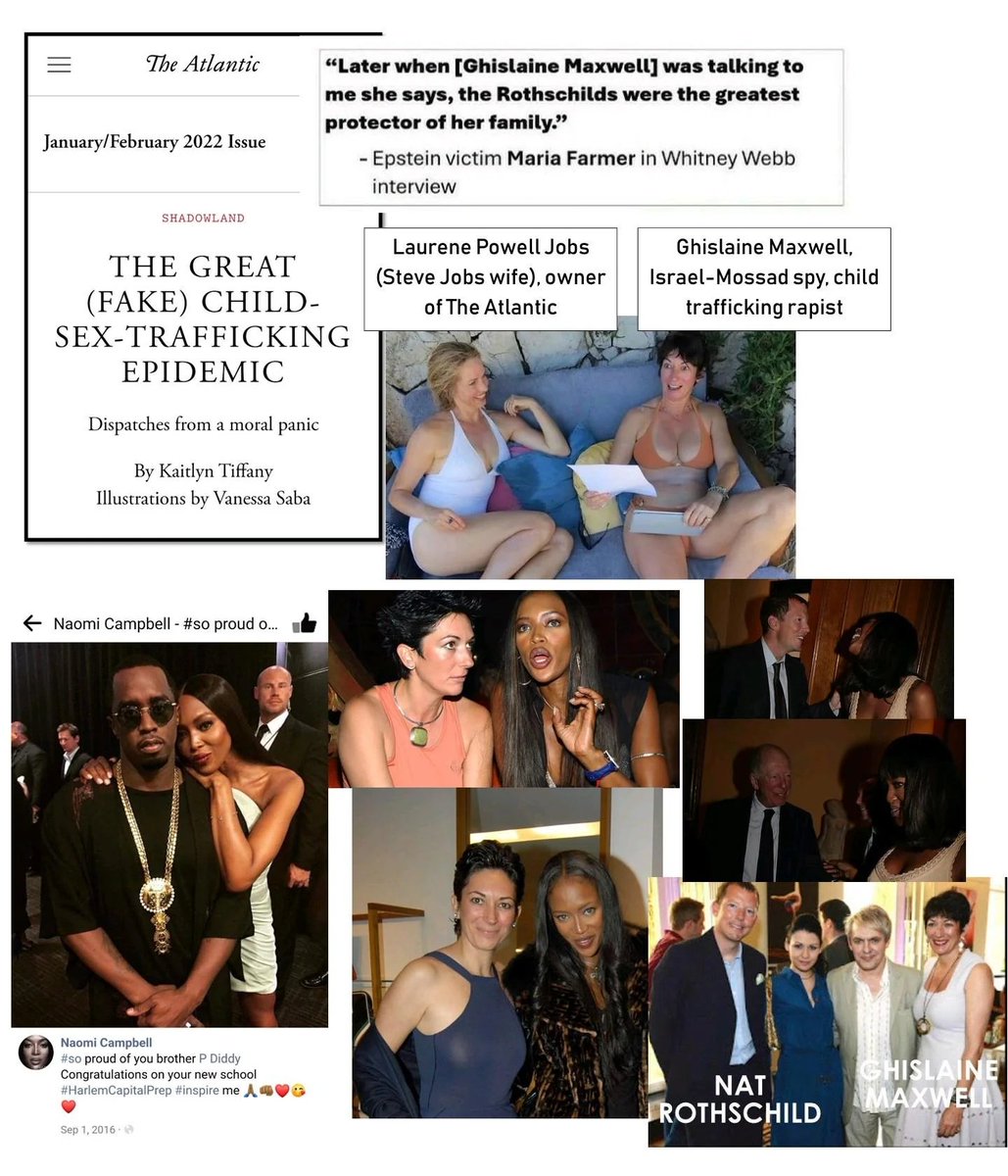 🚨 That article from Left Wing Liberal  'The Atlantic' calling child sex-trafficking a fake conspiracy theory really aged well.

What's Steve Jobs's wife doing with Ghislaine Maxwell?

#Diddy #SteveJobs #Apple #Epstein #NaomiCampbell  #GhislaineMaxwell #SaveTheChildren