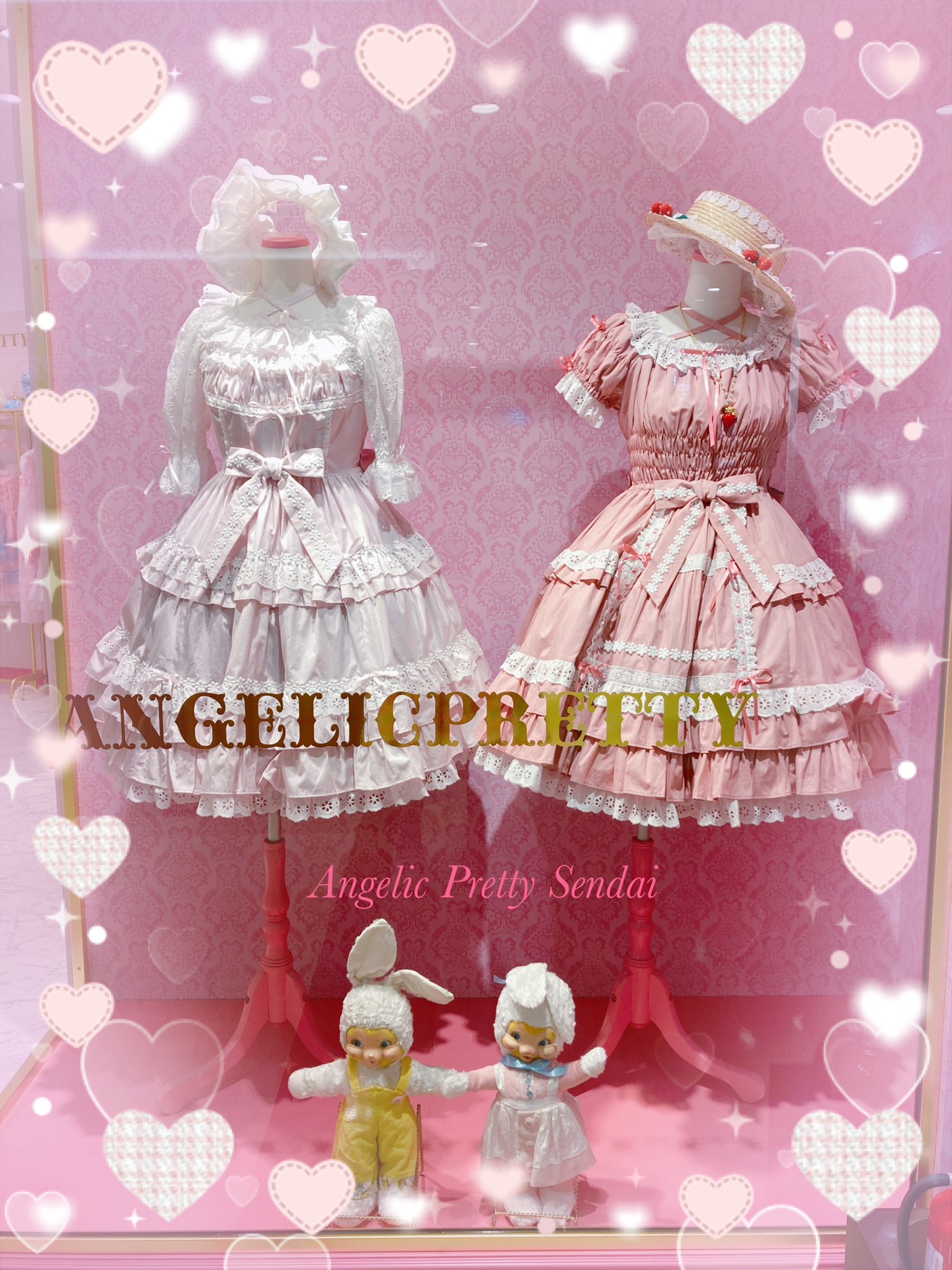 Angelic Pretty お花レースフリルシャーリング ワンピース ピンク Angelic Pretty お花レースフリルシャーリング ワンピース ピンク