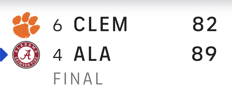 CBSSports's tweet photo. Of course Bama won by a touchdown https://t.co/pNiJ5syJnB