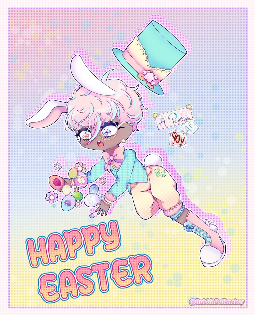 This is the way the bunny hops on Easter day~ 🐰💖 -@RabbitDollmaker #APaintingOfYouVN #visualnovel #happyeaster2024 #HappyEaster #chibi #chibiart #illustrationart #art
