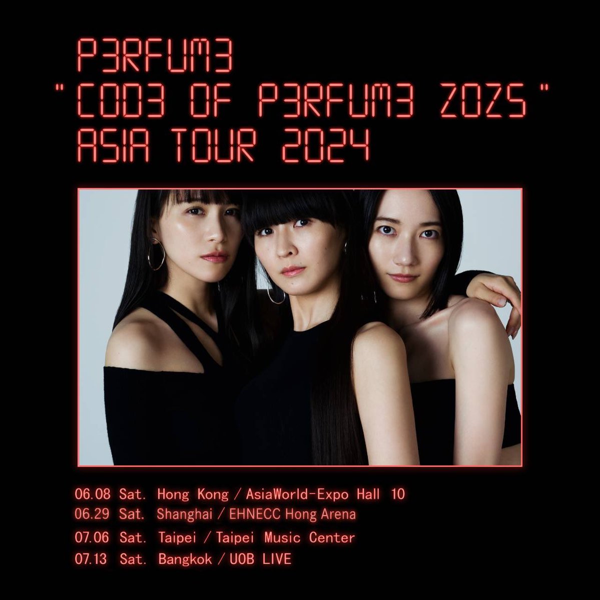 'Perfume 'COD3 OF P3RFUM3 ZOZ5' Asia Tour 2024' Tickets for the Bangkok live performance on 7/13(Sat.) are now on sale! thaiticketmajor.com/concert/perfum… Let's have fun together on the last day of the tour! #prfm