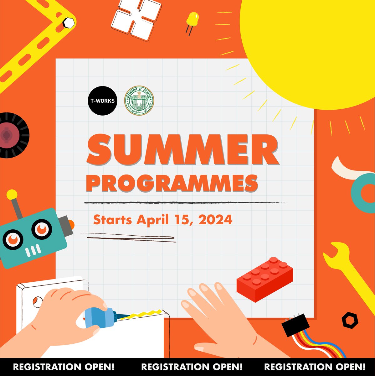 Join us for a summer filled with fun learning! For all the kids aged 5–18, we are organizing summer learning programs filled with engaging activities, interactive workshops, and unforgettable experiences. Register now! tworks.telangana.gov.in/programs-works… #tworks #summerprogram