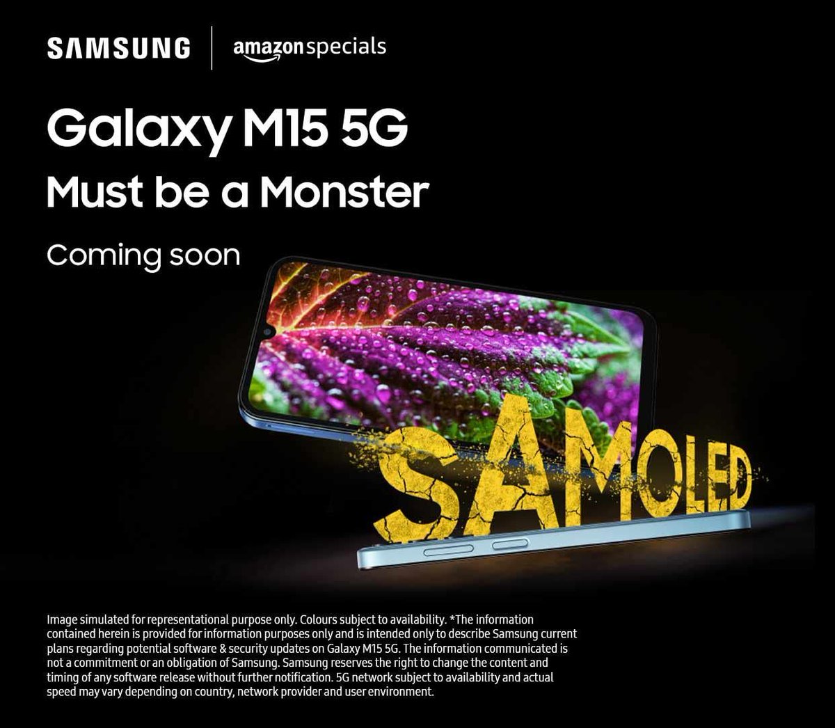 Samsung Galaxy M15 5G Specifications & price :-

- Dimensity 6100+
-6.5 inch FHD+ 90hz sAmoled display U shape notch
- 50MP MAIN +5MP UW + 2MP
• 6000mah +25W
• 4/6gb RAM Options
• Side FPS

Price could start from ₹13,499

#GalaxyM15 #Samsung