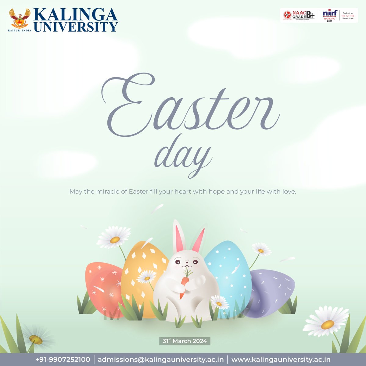 May the renewal of life at Easter bring new blessings of love, hope, peace, good health & happiness to you and your loved ones. Happy Easter.

#easter #HappyEaster2024 #Resurrection #eastersunday #KalingaUniversity