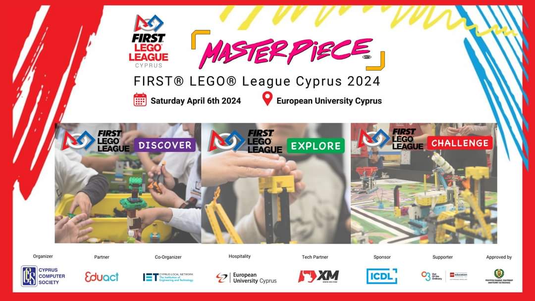 🤖 Ετοιμαστείτε για το Παγκύπριο Πρωτάθλημα Ρομποτικής FIRST® LEGO® League Cyprus 2024 που διοργανώνεται από το CCS)! 🎉

📅 Σάββατο, 6 Απριλίου 2024 
📍 Ευρωπαϊκό Πανεπιστήμιο Κύπρου, Πολιτιστικό Κέντρο 
⏰ 9:00 π.μ. - 5:00 μ.μ

#FLLCyprus2024 #Robotics #Cyprus #FIRSTLEGOLeague