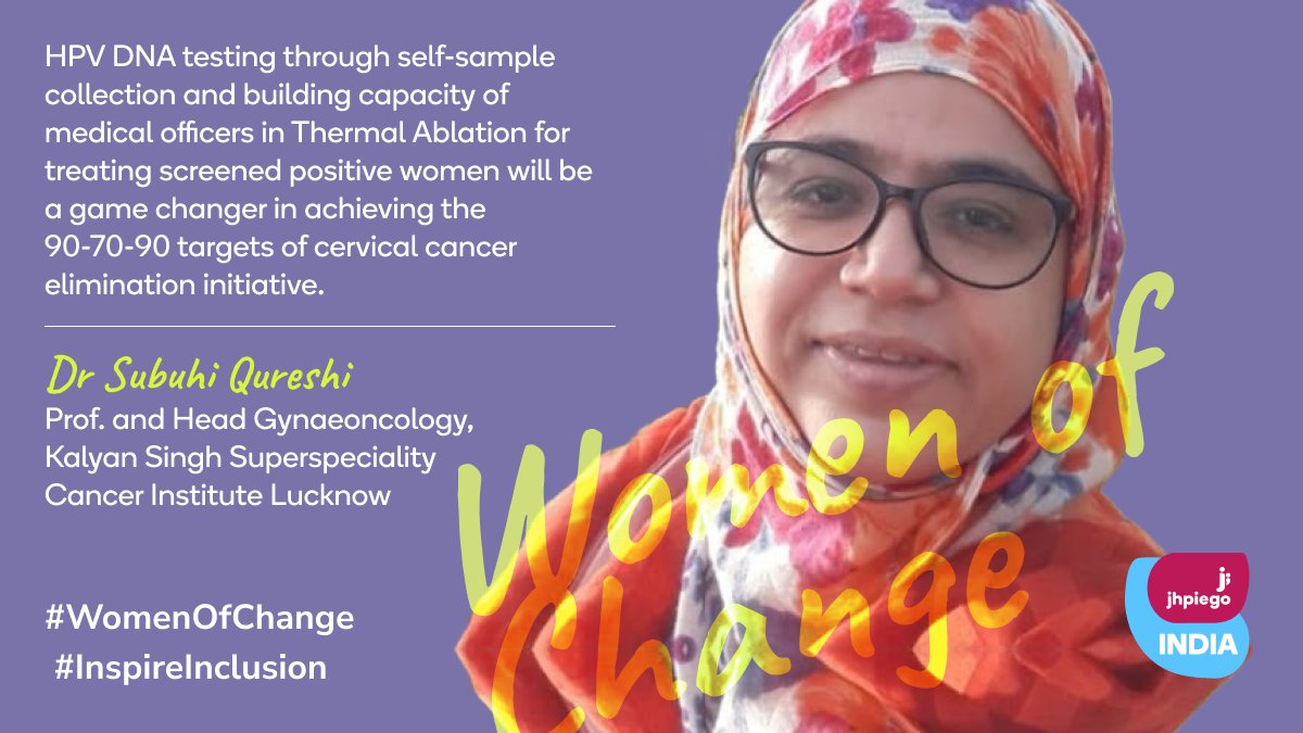JhpiegoIndia's tweet image. #IWD24 #WorldHealthDay

#AcceleratingProgress on women&apos;s health with #ScienceInHealth. 

Meet #WomenofChange, Dr Subuhi Qureshi with @KSSSCI,  committed to achieving the #CervicalCancer Elimination Initiative targets.
 #InvestInWomen