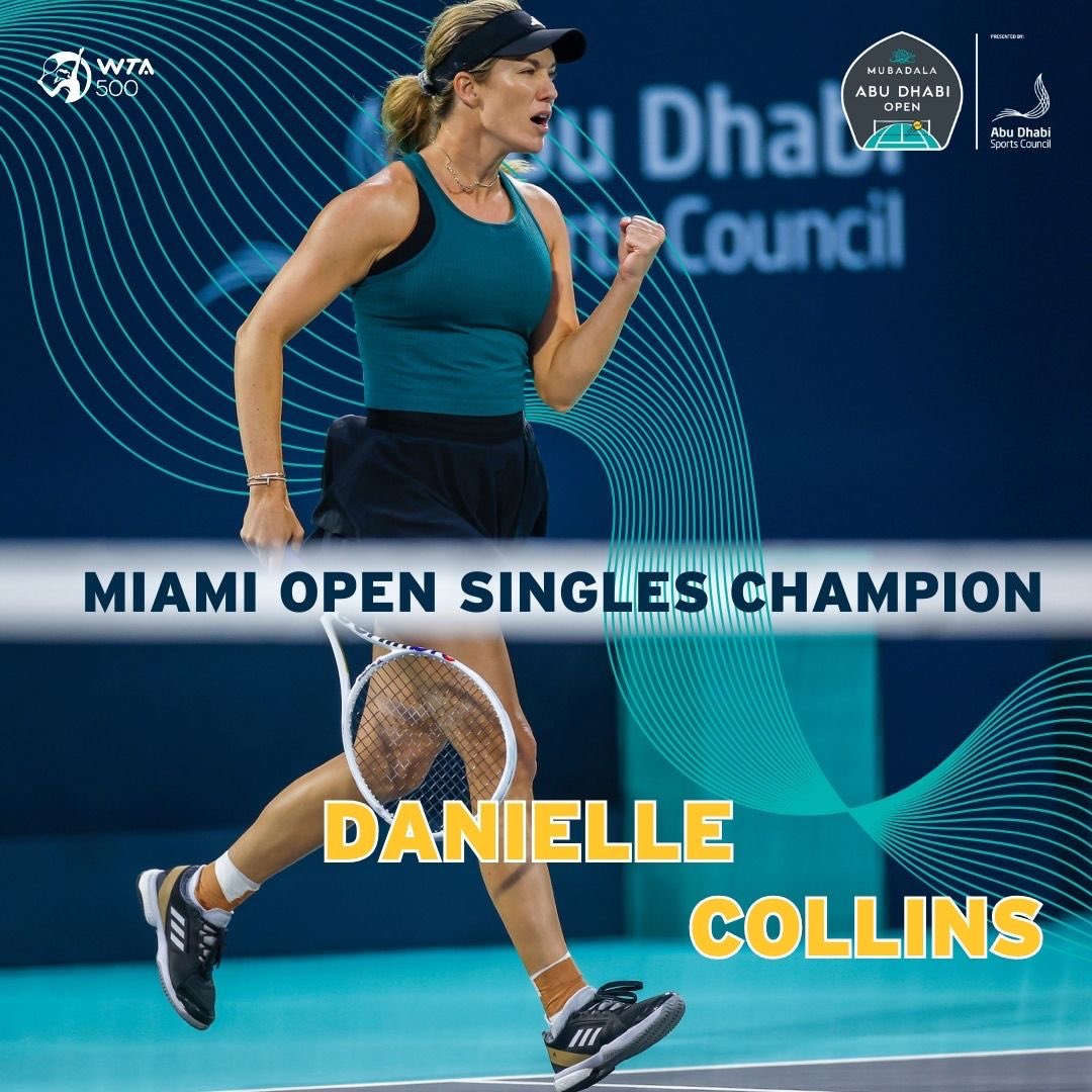 🏆 CHAMPION 🏆 Danielle Collins wins her first @wta 1000 in Miami 🏝️ #MubadalaAbuDhabiOpen #Mubadala #DanielleCollins #WTA1000 #MiamiOpen