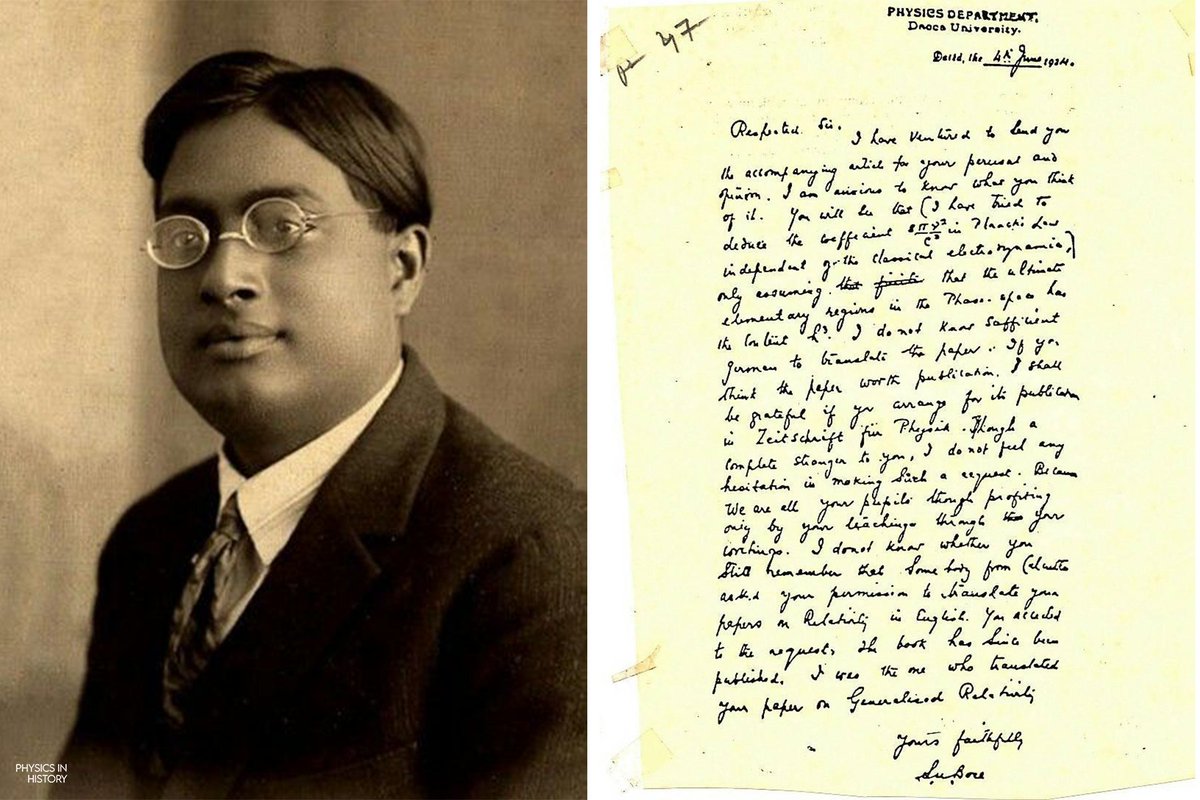 Satyendra Nath Bose, whose work on quantum mechanics led to the development of Bose-Einstein statistics, sent his findings directly to Albert Einstein, who recognized the importance of his work and helped publish it, leading to the concept of Bosons.
