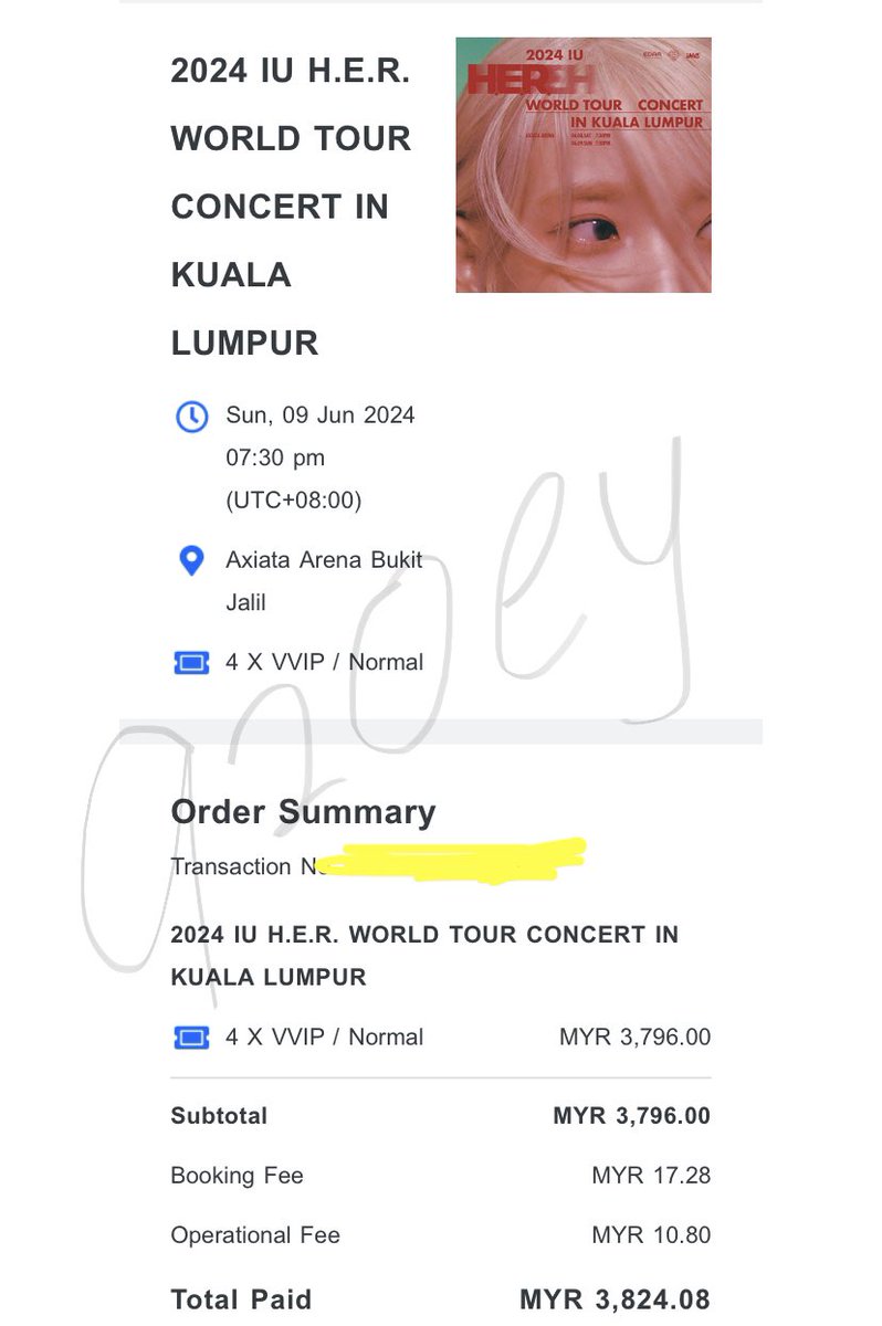 92oey's tweet photo. WTS 🇲🇾
IU H.E.R World Tour in KL

9/6 Sunday
VVIP x 1 
Not original price, can pay deposit first✨

#IUinKL #IUHERWorldTour #IUinMY https://t.co/kehuQprQcW