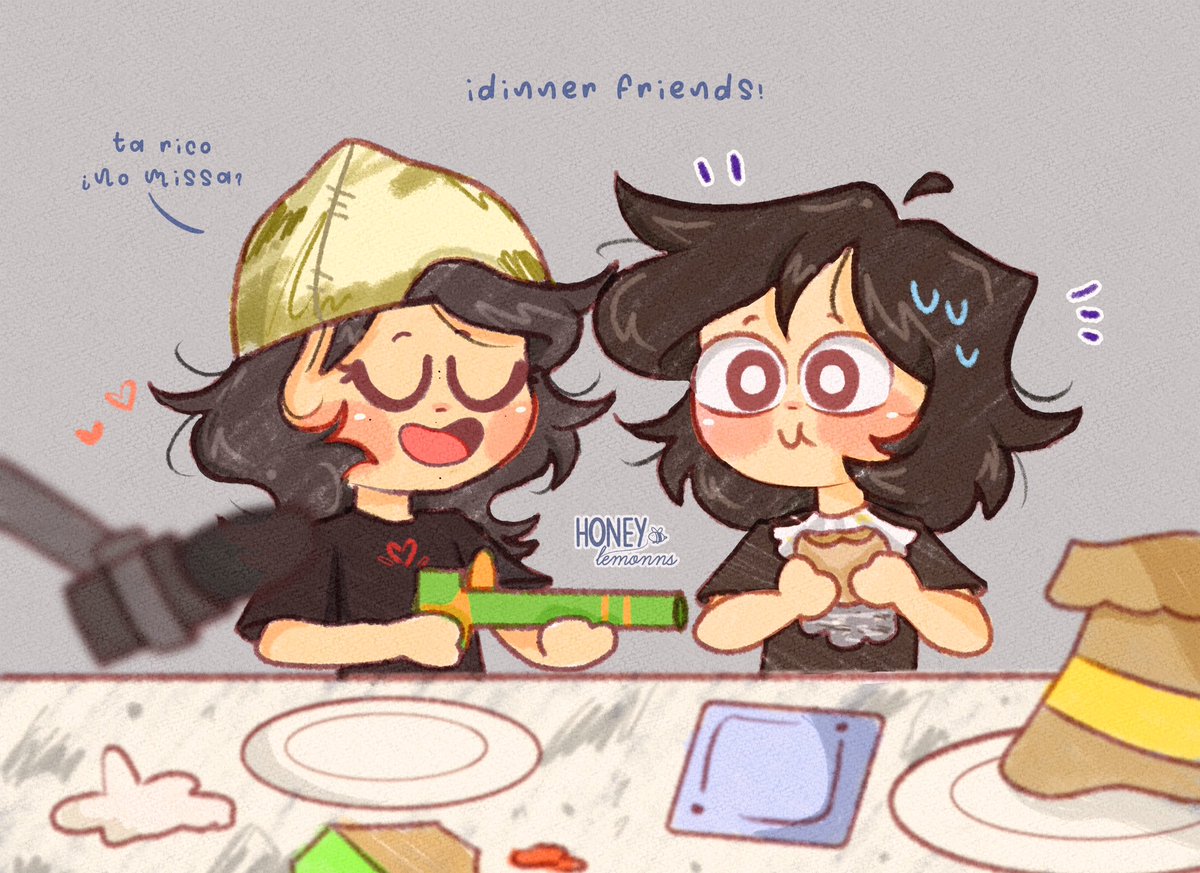 lapop_pops's tweet photo. Qué bonita cena de amiguitos, para nada obligatoria ¿No? 🩵💜✨
#quackityfanart #Missafanart #emoduo https://t.co/YoNJ5zaeXe