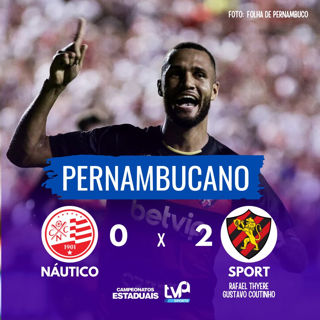 tvpasports's tweet photo. LEÃO VENCE O TIMBÚ E COLOCA UMA MÃO NA TAÇA ⚽️🏆🦁

O Sport, com gols de Rafael Thyere e Gustavo Coutinho, bateu o Náutico, pela partida de ida do campeonato pernambucano, por
2 a 0. Com o resultado, o Náutico demitiu o técnico Allan Aal.

#pernambucano #sport #nautico https://t.co/kIXHVjK7L4
