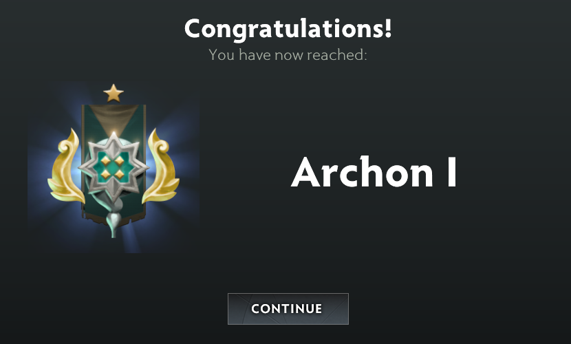 After ~3 months of grinding, I hit my short term goal of Archon in Dota 2