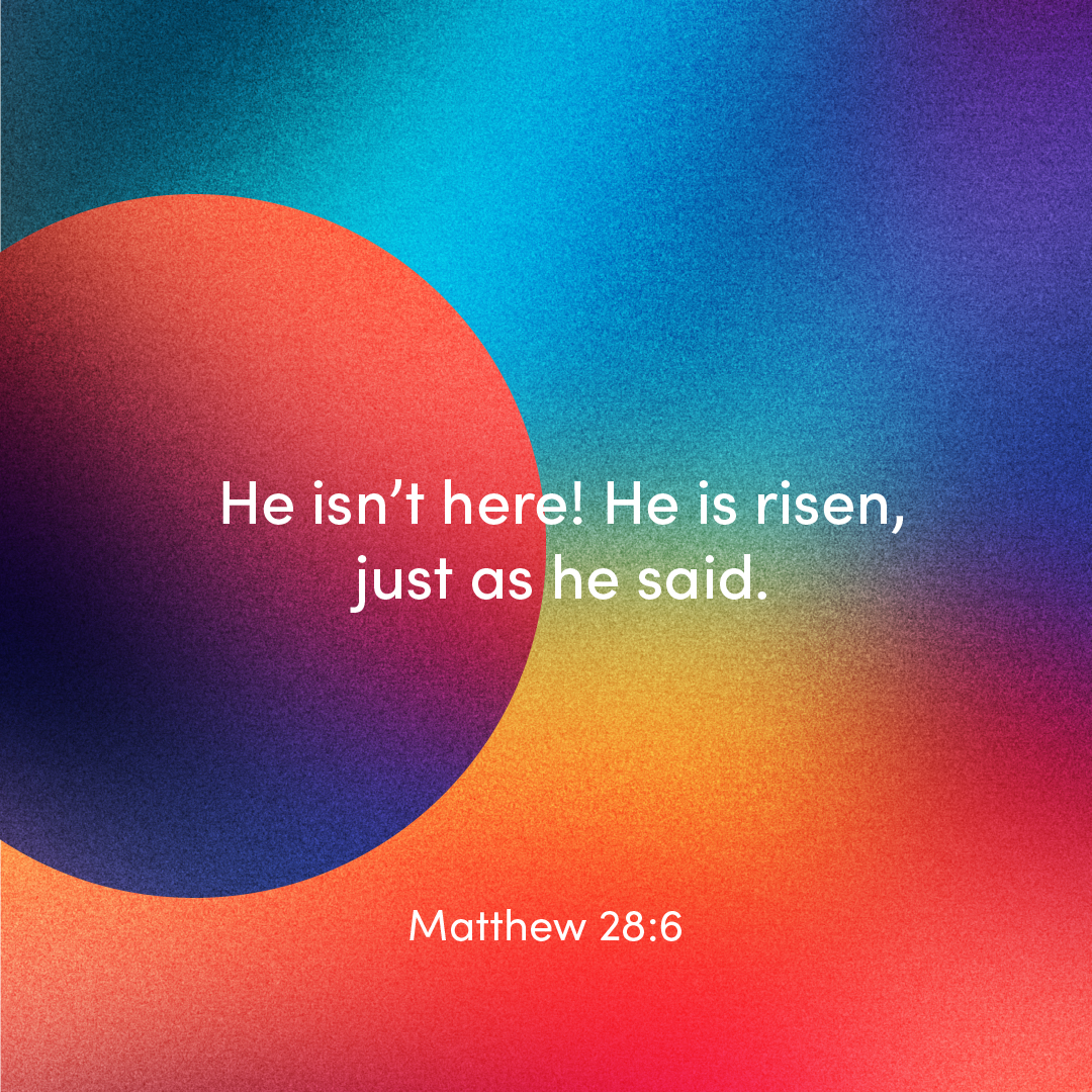 // verse of the day // He isn’t here! He is risen from the dead, just as he said would happen. Come, see where his body was lying. — Matthew 28:6 (NLT) #VerseOfTheDay