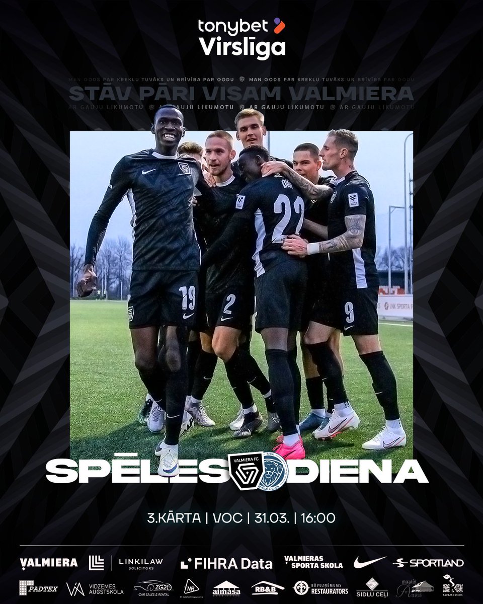 valmierafc's tweet photo. Spēles diena 🏟 Šodien pl.16.00, VOC stadionā tiksimies ar @RigaFC_Official 👊🏻
A-A-A-a-a-i-z-i-e-t, VALMIERA 💪🏻
🎫 Biļetes https://t.co/rlDjGlJduZ
📺 skaties TV4 | Visā pasaulē https://t.co/ceO3JQoNyG
#VALRIG #TonybetVirsliga #Virsliga #ValmieraFC #StāvPāriVisamValmiera ⚫🟢 https://t.co/B5Qm3HIo0y