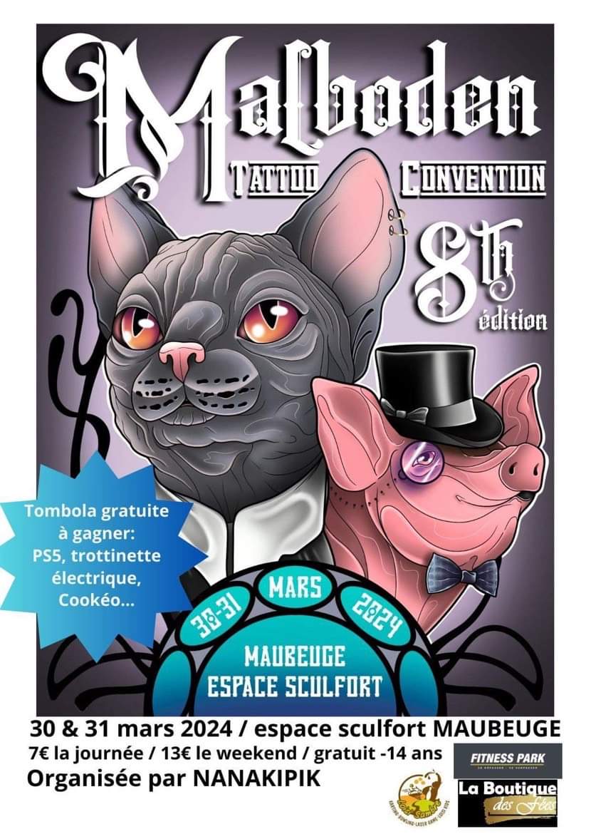 La Malboden Tattoo Convention c'est jusqu'à 19h avec des tattoos, de la musique, du Maroilles (si si je vous jure 😂) et nous bien sûr !
#lespetitespattesavesnoises #association #chat  #avesnessurhelpe #maubeuge #laluna #malbodentattooconvention