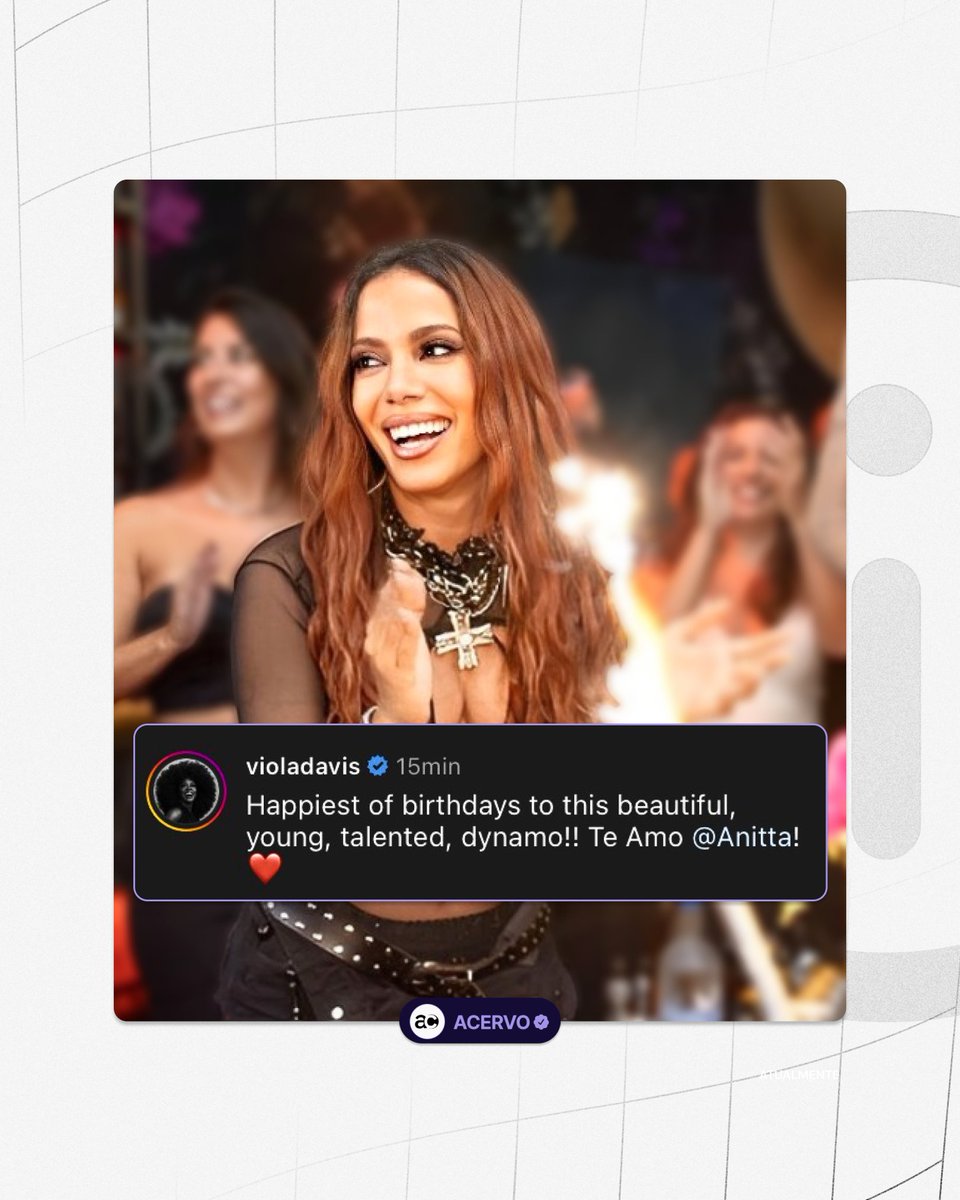 Viola Davis desejou parabéns a Anitta no Instagram, a multiartista finalizou sua mensagem com um "te amo" destinado à brasileira.