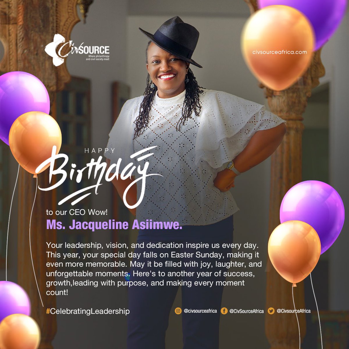 🎉 👏🏿💪🏿Happy Birthday to our CEO Wow! @asiimwe4justice Your leadership, vision, and dedication inspire us every day. This year, your special day falls on Easter Sunday, making it even more memorable. May it be filled with joy, laughter, and unforgettable moments. 💐