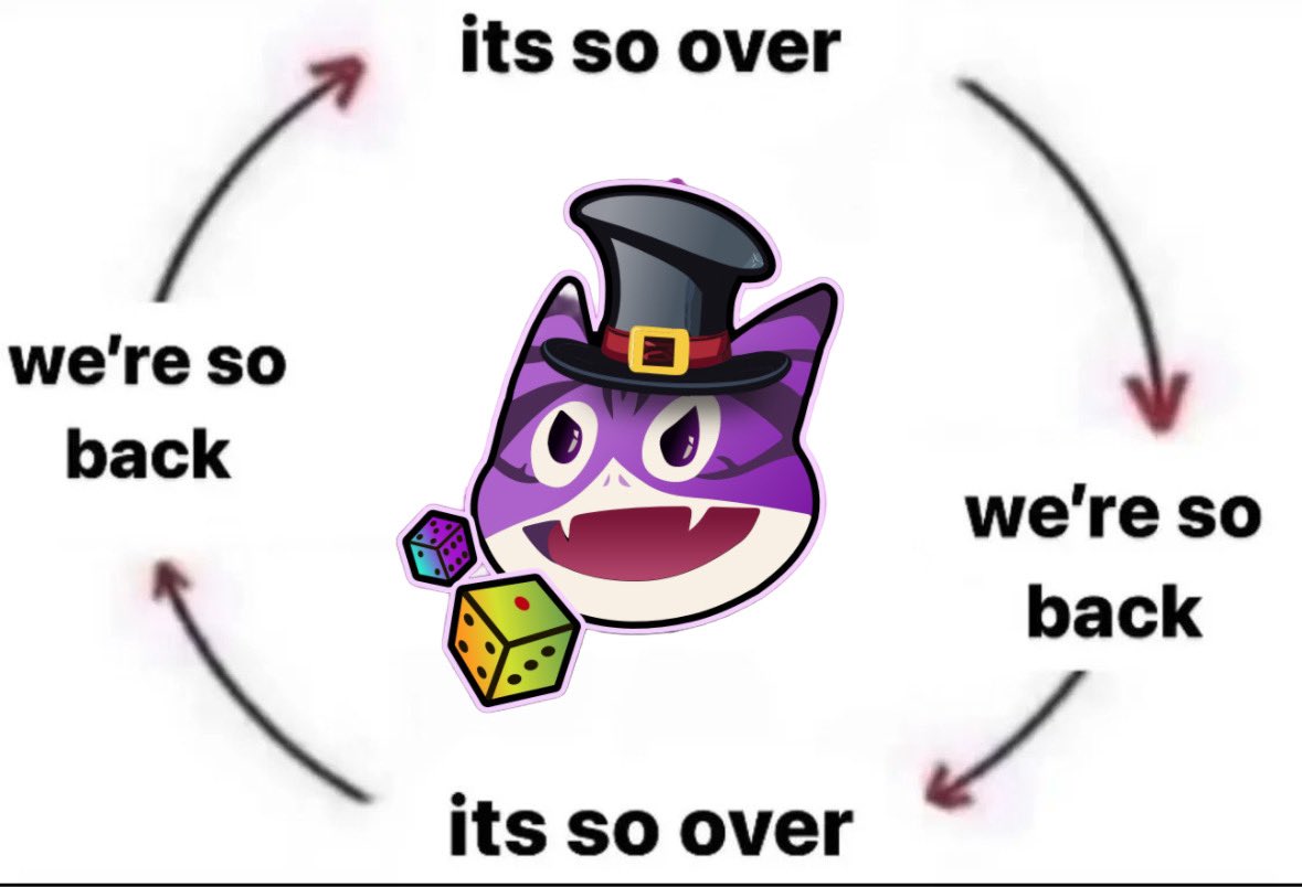 Chain down-> it’s so over

Chain up-> we’re so back

This is the price you pay for being early, but your returns are asymmetric

roll the dice on $DCAT