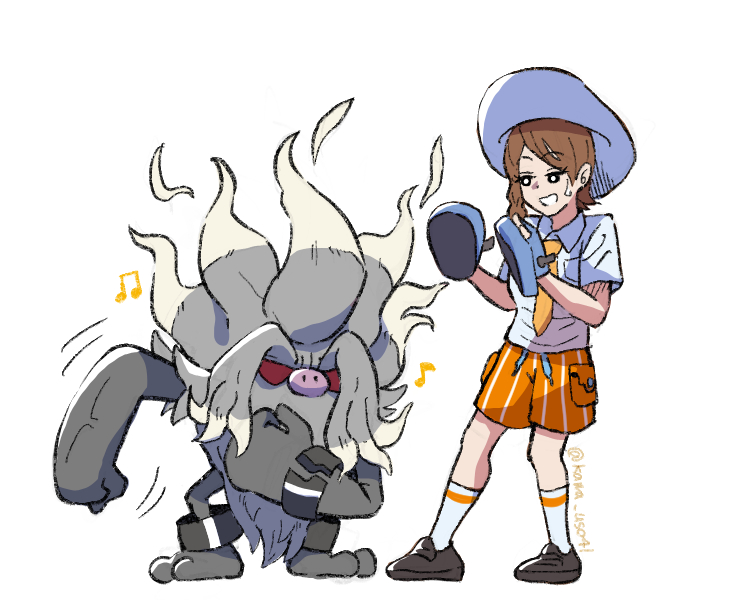 ポケモン「コノヨザルのパンチにビビる主人公#ポケモンSV 」|朝田ヨウのイラスト