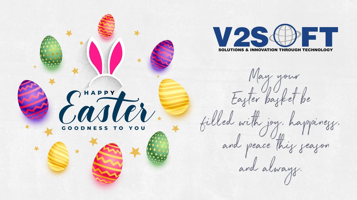 Happy Easter from V2Soft!

Wishing everyone a joyous Easter filled with peace, hope, and happiness. May this Easter bring you renewed faith and a spirit of togetherness.

#V2Soft #Easter #EasterSunday #HappyEaster