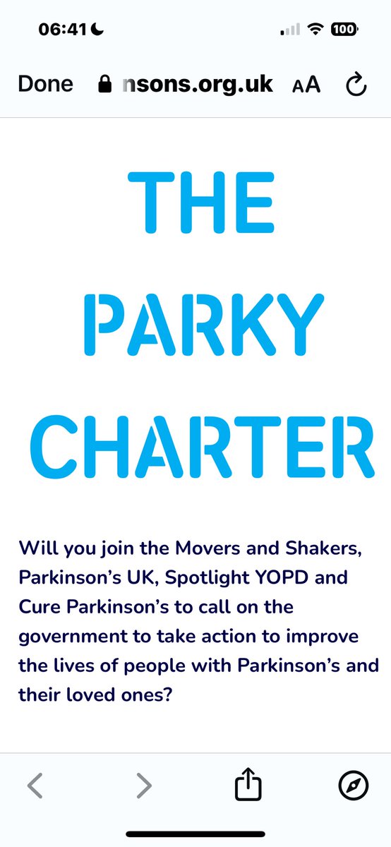 April is Parkinsons Awareness Month - If you live in the UK please support the Parky Charter campaign.parkinsons.org.uk/page/145665/pe… to improve access to better care for people with PD. An initiative led by the wonderful @moversand6 supported by @ParkinsonsUK @SpotlightYOPD @CureParkinsonsT