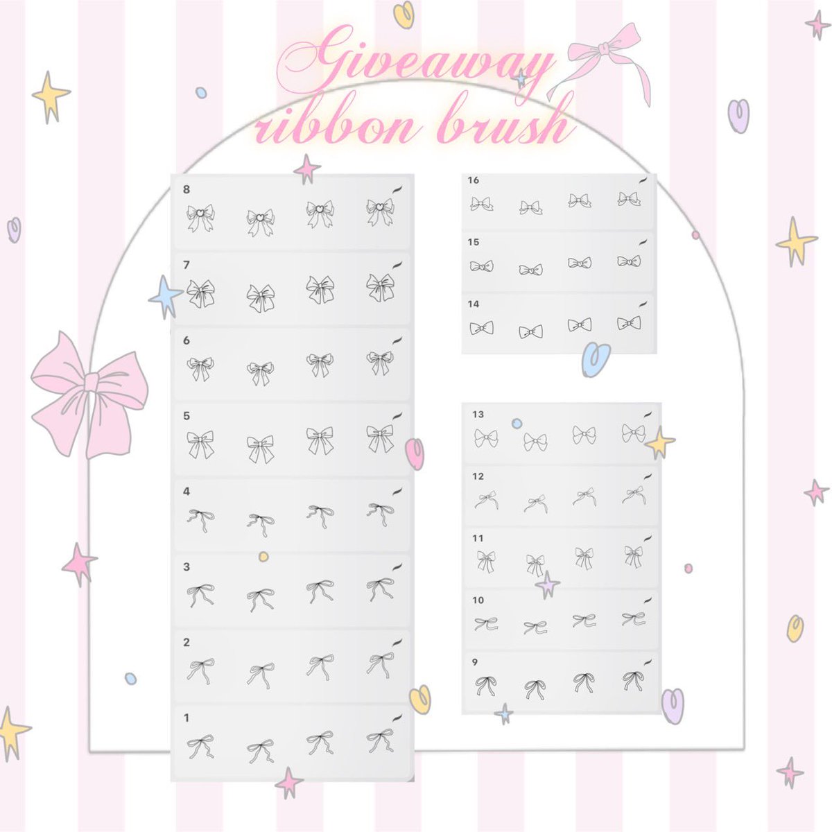 cherridesu's tweet photo. 𝓟ls kindly rt ❦.꙳｡ ⋆!
 ⠀  ⠀  ⠀  ⠀𐙚 ｡ giveaway ♡

 𝜗𝜚꙳⋆｡ bonbon 𝑟ibbonྀི brush set⊹❀°。

❤︎ for free ( private use )

❤︎ 40฿ for commerce use 🍥

❤︎ รบกวนรี/เฟบ ก่อนนำไปใช้นะคะ🤲🏻🤲🏻

ೀ⋆⑅˚ link in mention ☆★

 #บรัชprocreate #แจกบรัชprocreate #แจกบรัช https://t.co/tw3Lmn137H