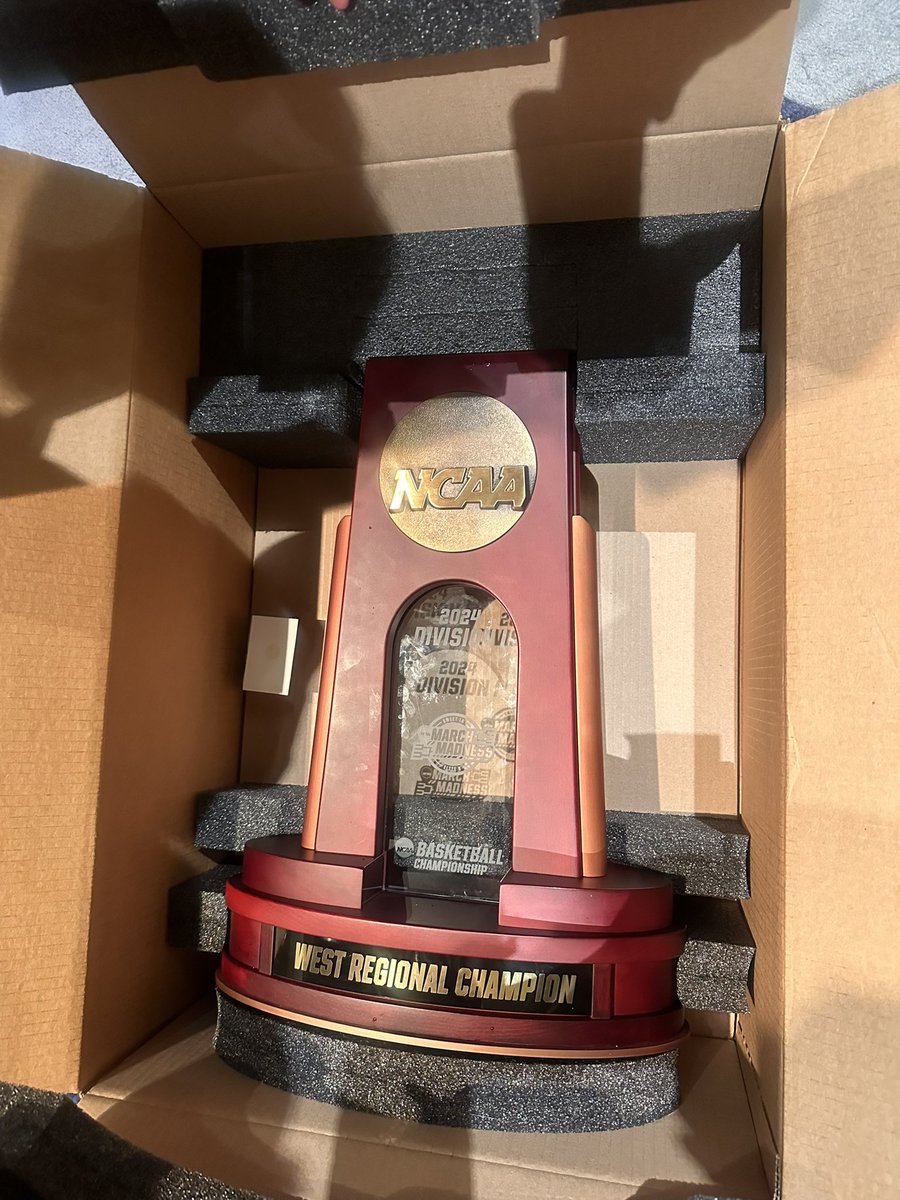 This championship trophy is coming back to Tuscaloosa NCAA West Regional Champions Boxed up and ready to go