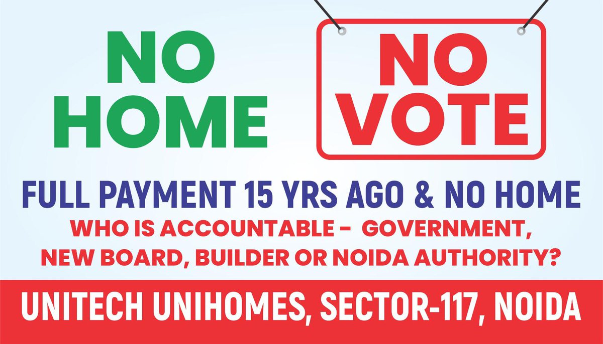 sector117buyers's tweet photo. @narendramodi @AmitShah @myogiadityanath @dr_maheshsharma #NoHomeNoVote @CeoNoida @ECISVEEP @aajtak @republic @ndtv https://t.co/Aj0wYENMiN