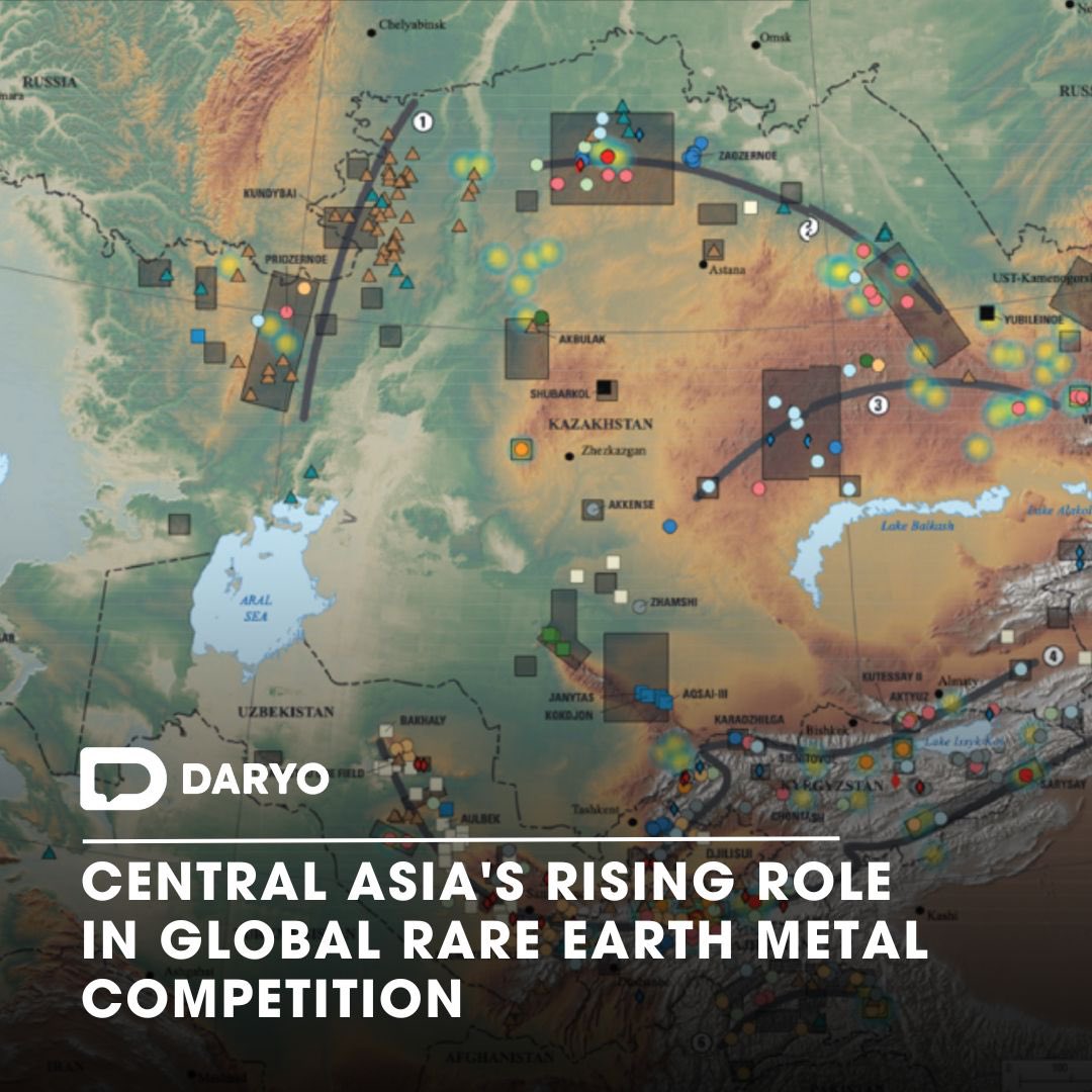 DaryoEng's tweet image. #CentralAsia&apos;s rising role in global #rare earth metal competition 

🇺🇿🇰🇿🇰🇬🇹🇯🇹🇲

Central Asia #possesses a substantial portion of global #mineral reserves, including 38.6% of #manganese ore, 30.07% of #chromium, 20% of #lead, 12.6% of #zinc, 8.7% of #titanium, and other…