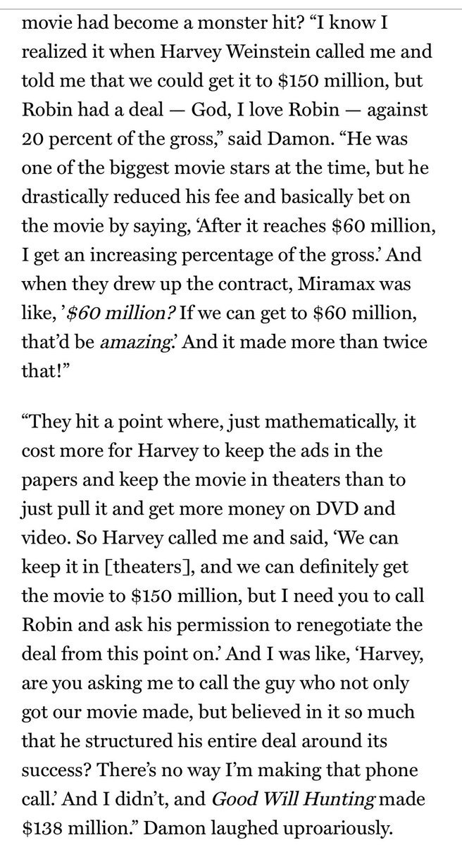 A tipsy Matt Damon told me this story about it at a party years ago