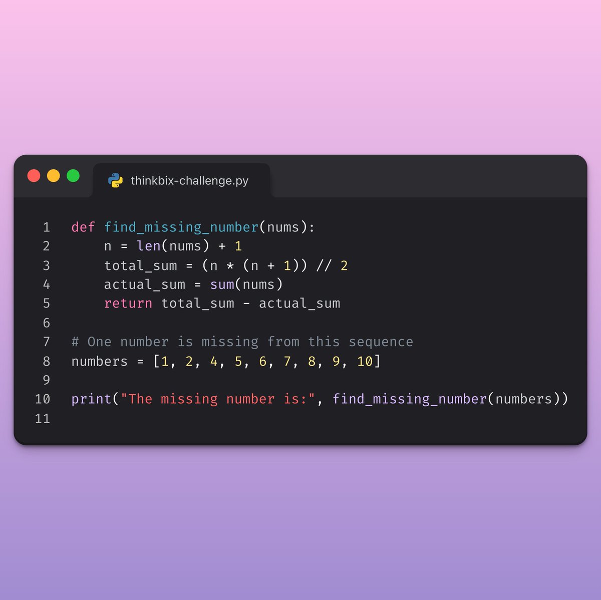 Thinkbix's tweet image. ๐ฅ Thinkbix Technologies Python Challenge Alert! ๐๐ป
#PythonChallenge #Thinkbix #CodingPuzzle #ChallengeAccepted #EngageWithUs #challenge #challengeaccepted #trendingreels #trending #coding #pythondeveloper #python