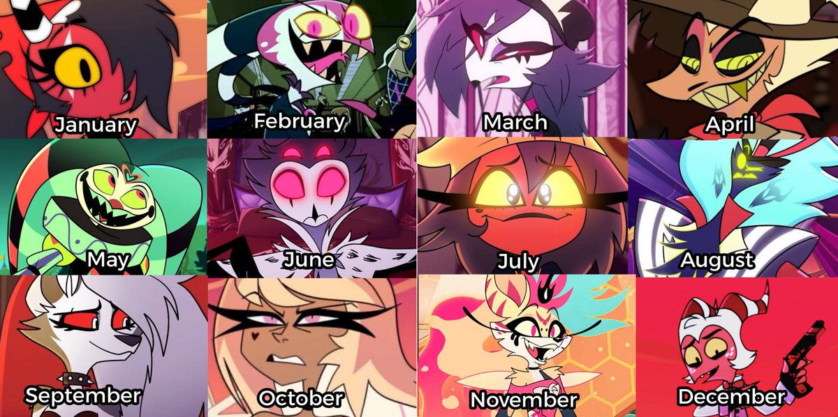 Which Helluva Boss character are you camping with and sharing a tent with for a week based on your birthday ? 

January- Sallie May
February - Blitz
March - Octavia
April - Striker
May - Fizzarolli
June - Stolas 
July - Millie  
August - Ozzie 
September - Loona 
October -