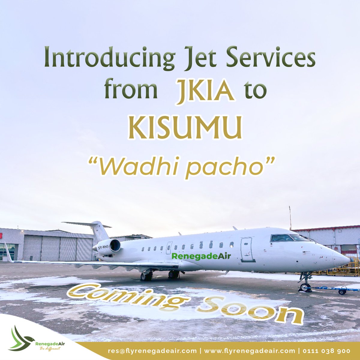 Exciting news! Direct jet services from JKIA to #Kisumu coming soon! This special offering is our way of saying thank you to our loyal Kisumu customers flying with us from Wilson Airport. Get ready for a seamless journey. Stay tuned! #flyrenegaeair #flyrenegadeairexperience