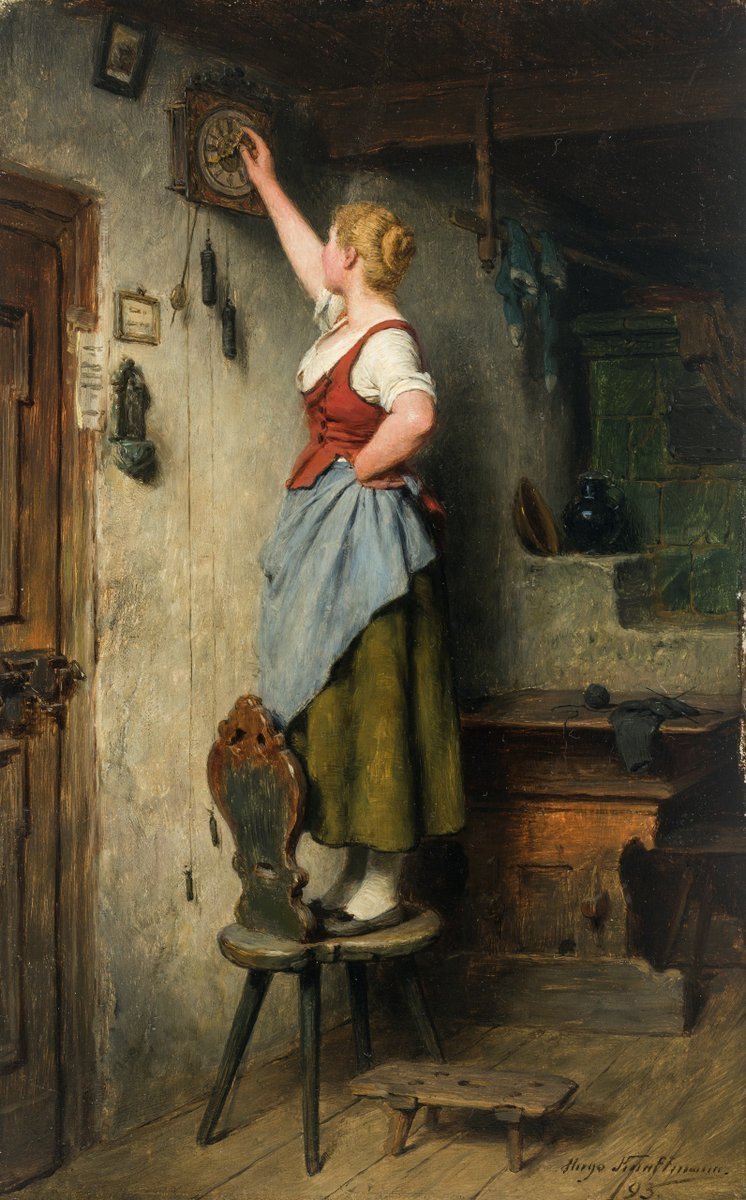 ¡Buenos días y feliz domingo!

Con  #cambiodehora incluido...

'Chica en el reloj',  del pintor alemán Hugo Wilhelm Kauffmann (1844 - 1915).