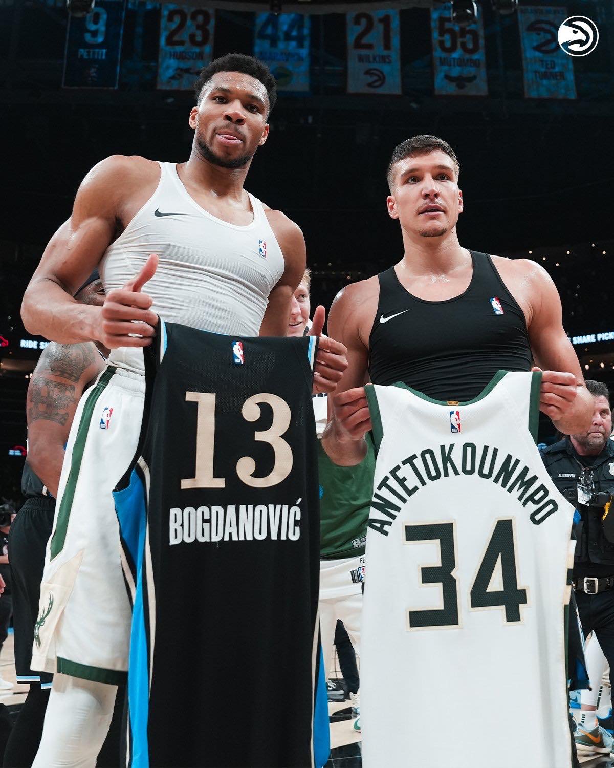 Eurohoops on X Giannis Antetokoumpo and Bogdan Bogdanovic swapped jerseys European greatness. https t EZjkOk3UuQ X