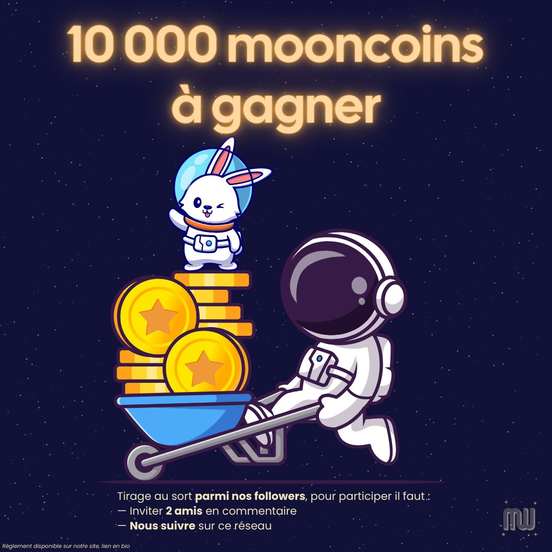 🐣 moonwalk offre 10 000 mooncoins pour fêter Pâques ! 🥚🐰
• Abonne toi 
• Tag 2 amis en com 
Trouve nous sur les autres RS pour multiplier tes chances 🧑🏼‍🚀🚀

🔔 Tirage au sort le 5 avril
moonwalkapp.com/#concours-paqu…

#moonwalk #moonwalkapp #paques #argent #gagnerdelargent