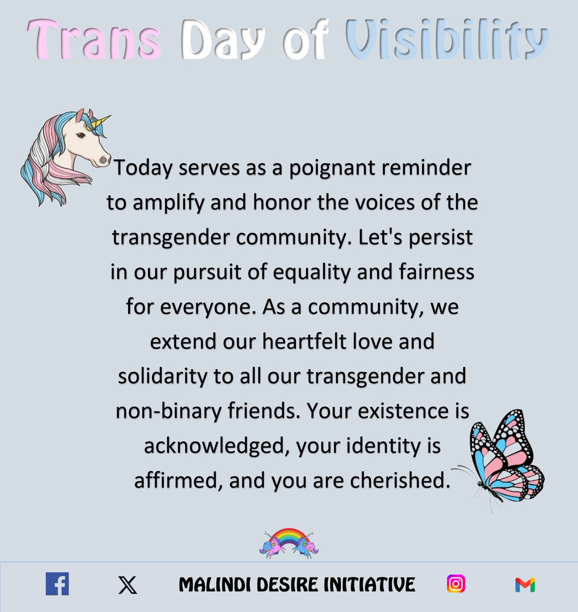As a community on this #TransDayOfVisibility we extend our heartfelt love and solidarity to all our transgender and non-binary friends.
